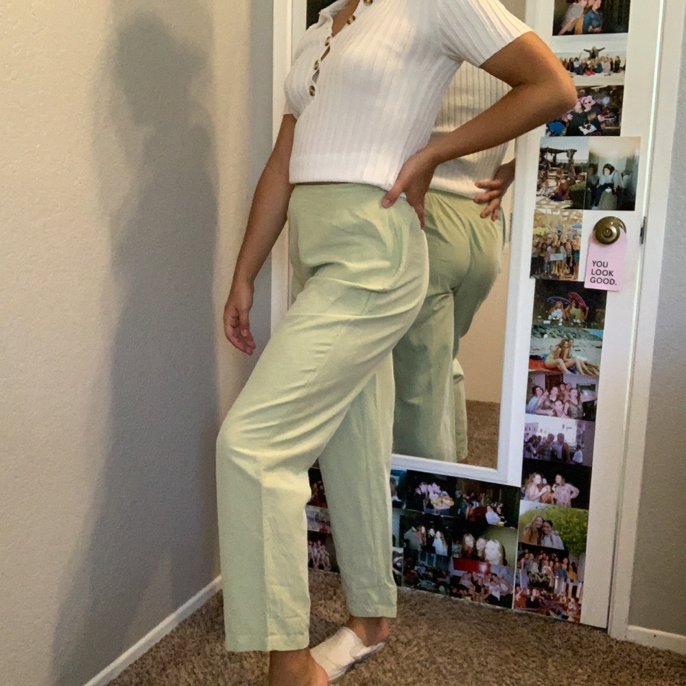 vintage light green trousers